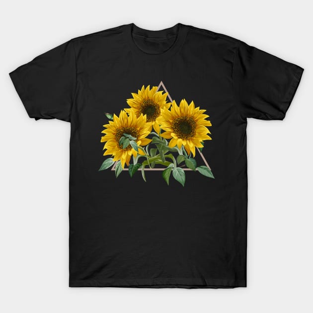 Sunflower Sunshine Floral Watercolor Flower T-Shirt by TeddyTees